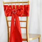 5 Pack Satin Chair Sashes Red - Durable Chair Bows with Shiny Finish 6"x106"