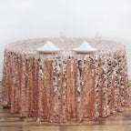 Sequin 120" Round Tablecloth Rose Gold - Seamless Big Payette Table Cover