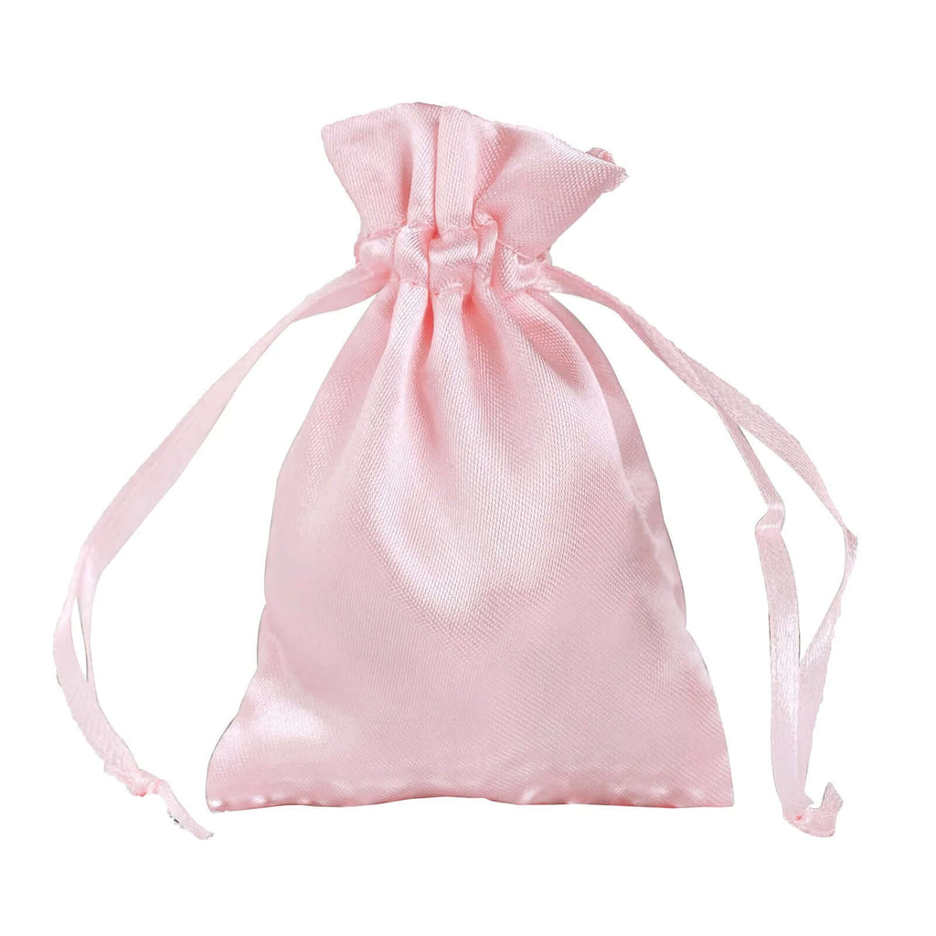 12 Pack 3"x4" Blush Satin Drawstring Wedding Party Favor Bags