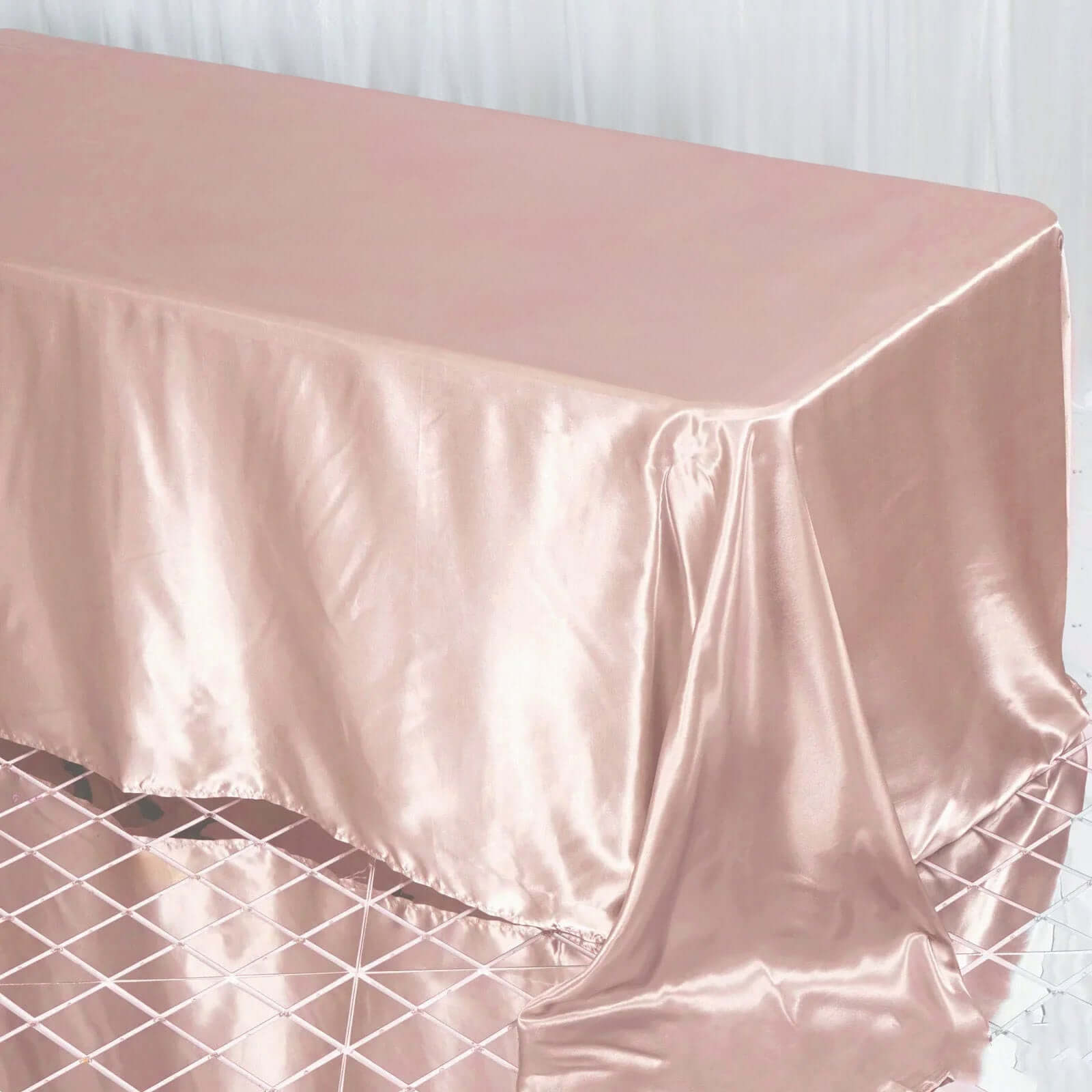 Satin Rectangular 90"x132" Tablecloth Dusty Rose - Seamless Table Cover