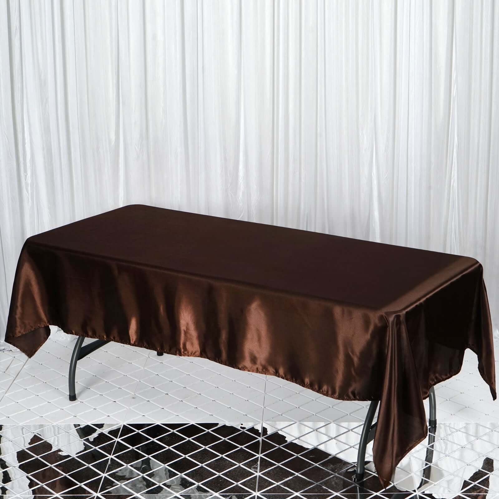 Satin Rectangular 60"x102" Tablecloth Chocolate - Smooth and Lustrous Table Cover