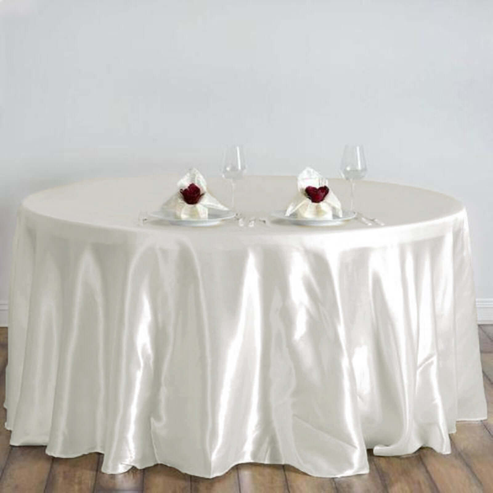 Satin 120" Round Tablecloth Ivory - Stylish Seamless Table Cover