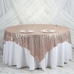 Sequin 90"x90" Table Overlay Square Tablecloth Blush - Sparkly Table Cover