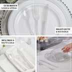 25-Pack Plastic Spoons Clear Silver Glitter Classic Heavy Duty - Decorative Disposable Tableware 7"