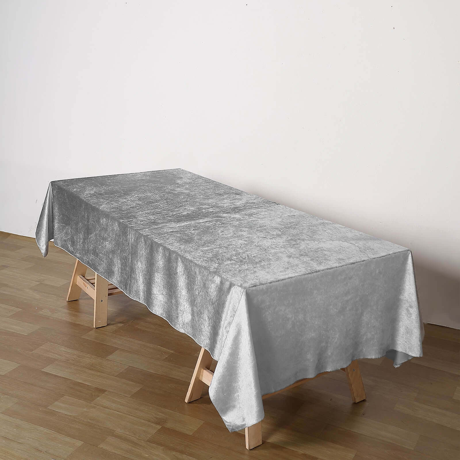 Premium Velvet 60"x102" Rectangle Tablecloth Silver - Reusable & Soft Table Cover