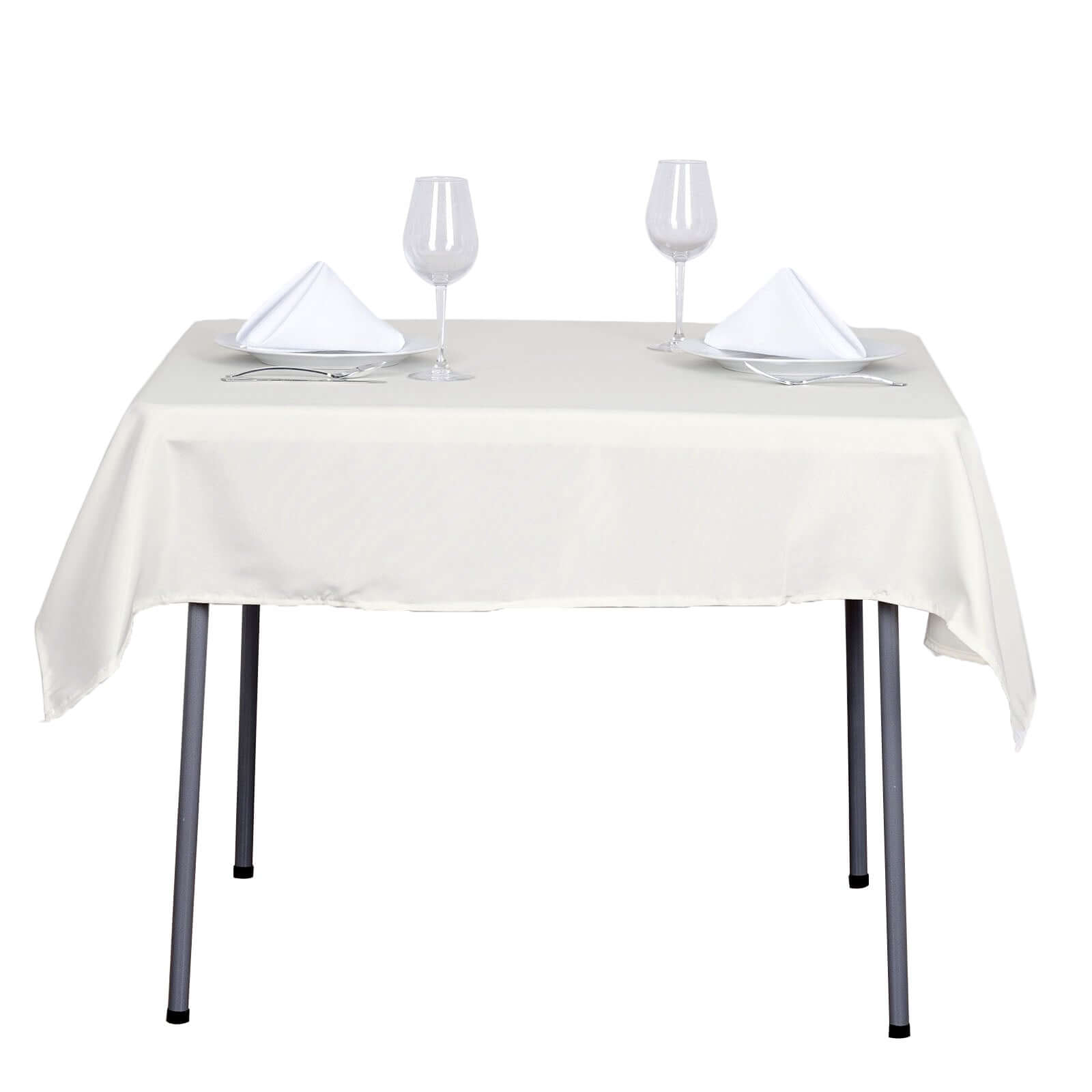 Polyester 54"x54" Table Overlay Square Tablecloth Ivory - Wrinkle-Resistant & Durable Table Cover