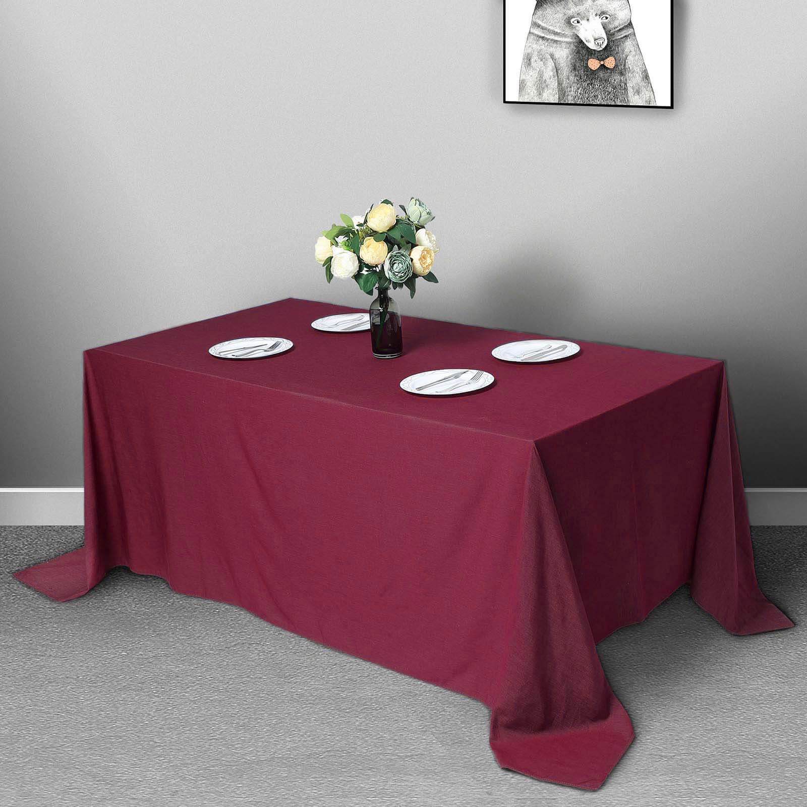 Polyester 90"x132" Rectangle Tablecloth Burgundy - Seamless Wrinkle-Resistant Table Cover