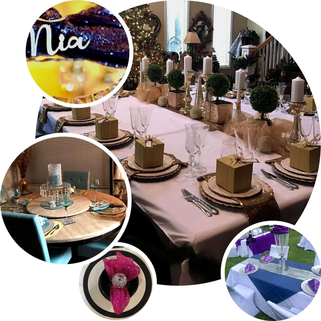 Sequin 20"x20" Napkin Gold - Shimmering Decorative Dinner Napkin for Weddings & Events