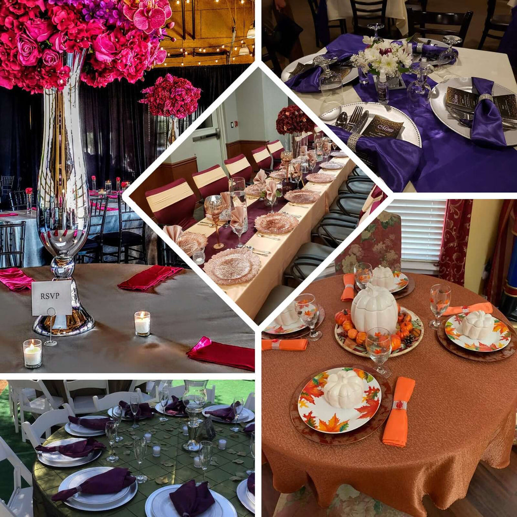 5 Pack Satin 20"x20" Napkins Gold - Luxurious Shine & Smooth Dinner Napkins for Upscale Events