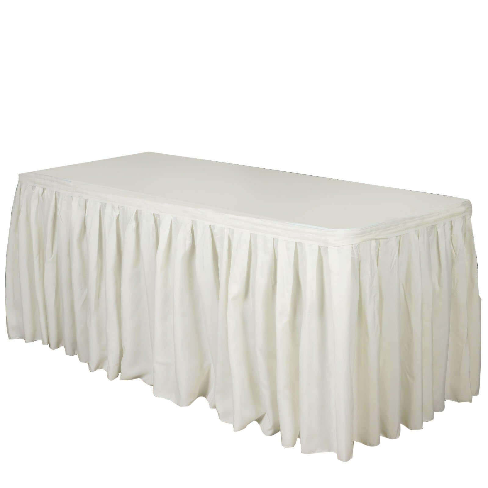 Polyester 17ft Table Skirt Ivory - Classic Pleated Design