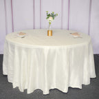 Taffeta 120" Round Tablecloth Ivory - Seamless Accordion Crinkle Table Cover