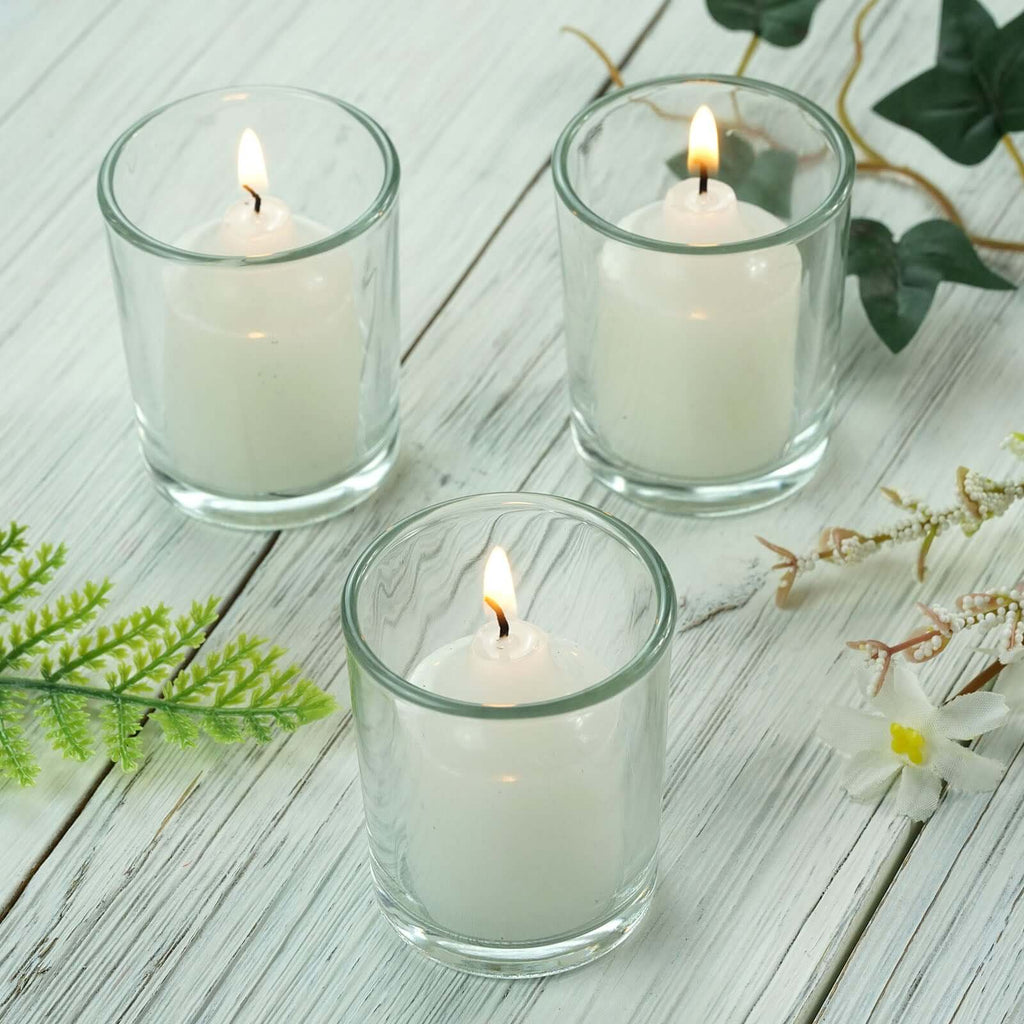 12-Pack Glass Votive Candle Holders Clear - Tealight Holder Set for Weddings and Events 2.5"