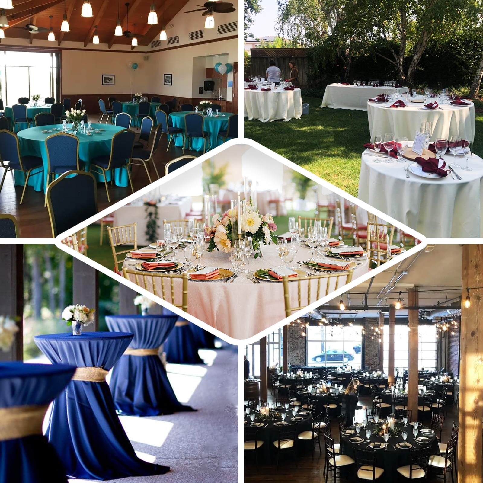 Polyester 132" Round Tablecloth Turquoise - Seamless Chic Table Cover