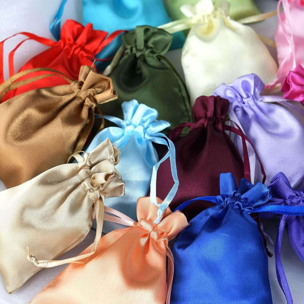 12 Pack 3"x4" Turquoise Satin Drawstring Wedding Party Favor Gift Bags