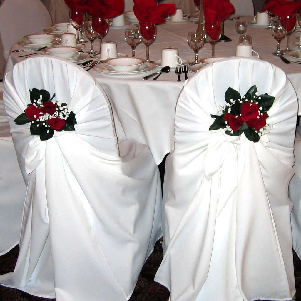 Polyester Chair Cover Self-Tie Universal Design White - Durable Slip-On Cover for Folding, Dining, Banquet & Standard Chairs