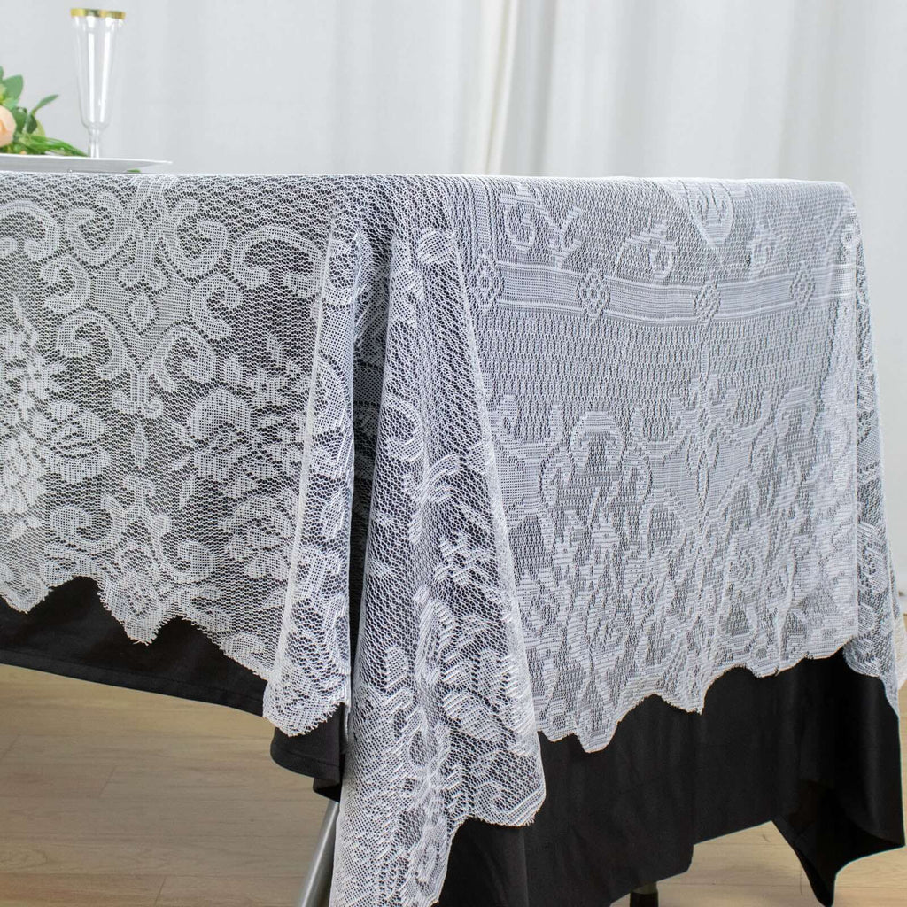 Lace 60"x108" Rectangular Oblong Tablecloth White - Premium Finish for Versatile Table Settings