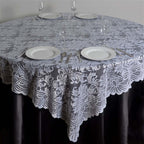 Lace 90"x90" Table Overlay Square Tablecloth White - Classic Design for Timeless Celebrations
