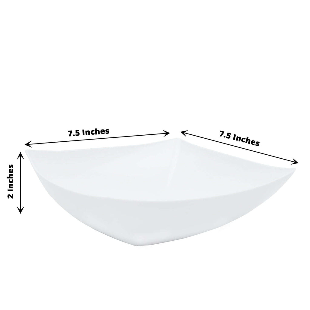 4-Pack Plastic Serving Bowls White Square - Lightweight Medium Disposable Dishes for Events 32oz
