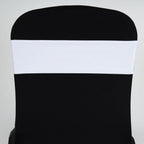 5 Pack Stretch Spandex Chair Sashes White - Fitted Finish Two Ply Heavy Duty Chair Bands 5"x12"