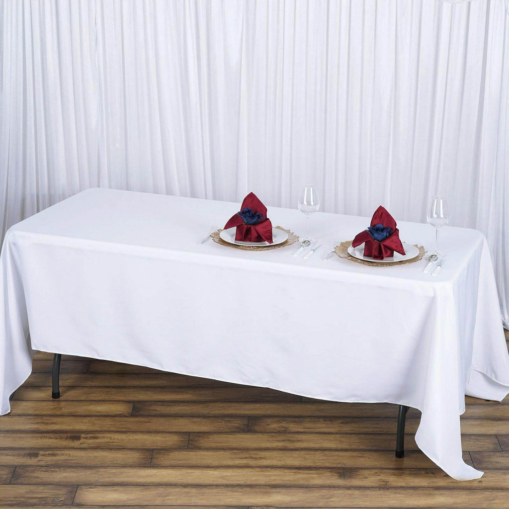 Premium Polyester 72"x120" Rectangle Tablecloth White - 220GSM Stain-Resistant Table Cover for Weddings & Event Decor