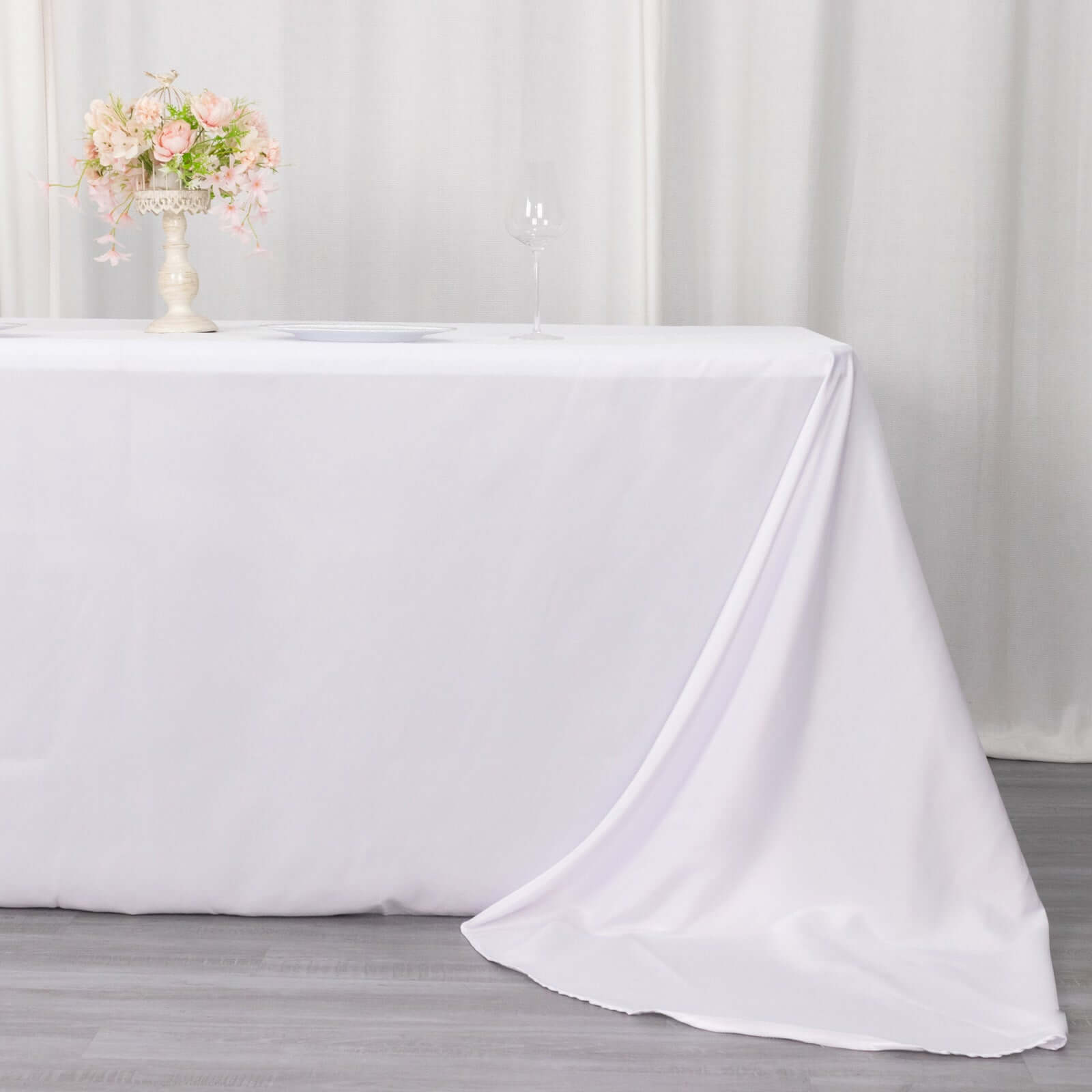 Polyester 90"x156" Rectangle Tablecloth White - Rounded Corners and Seamless Design for Luxe Events