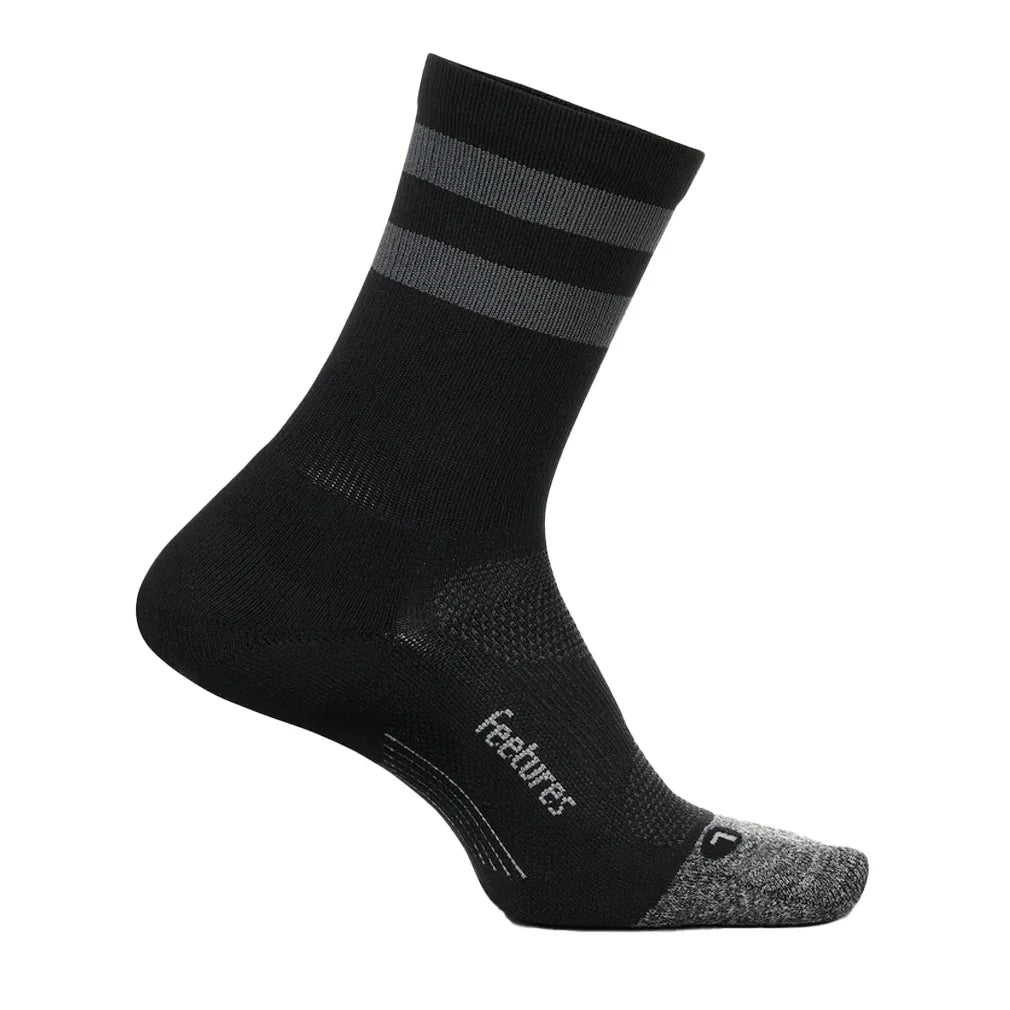 Elite Light Cushion Mini Crew Socks Black High Top Stripe - Bell Racket Store
