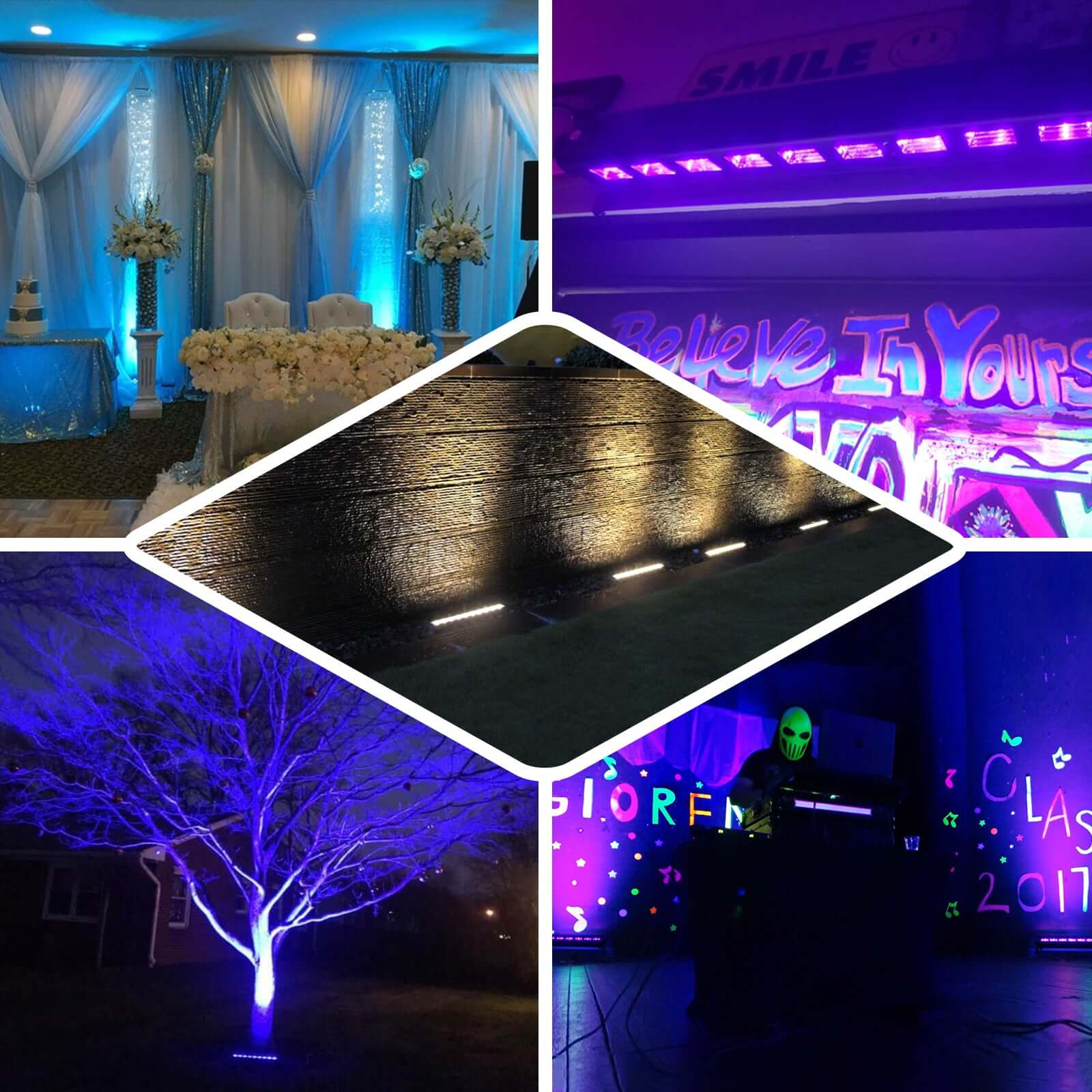 27W 9 LED Blue UV Stage Floor Wall Light Bar, Outdoor Indoor Uplight