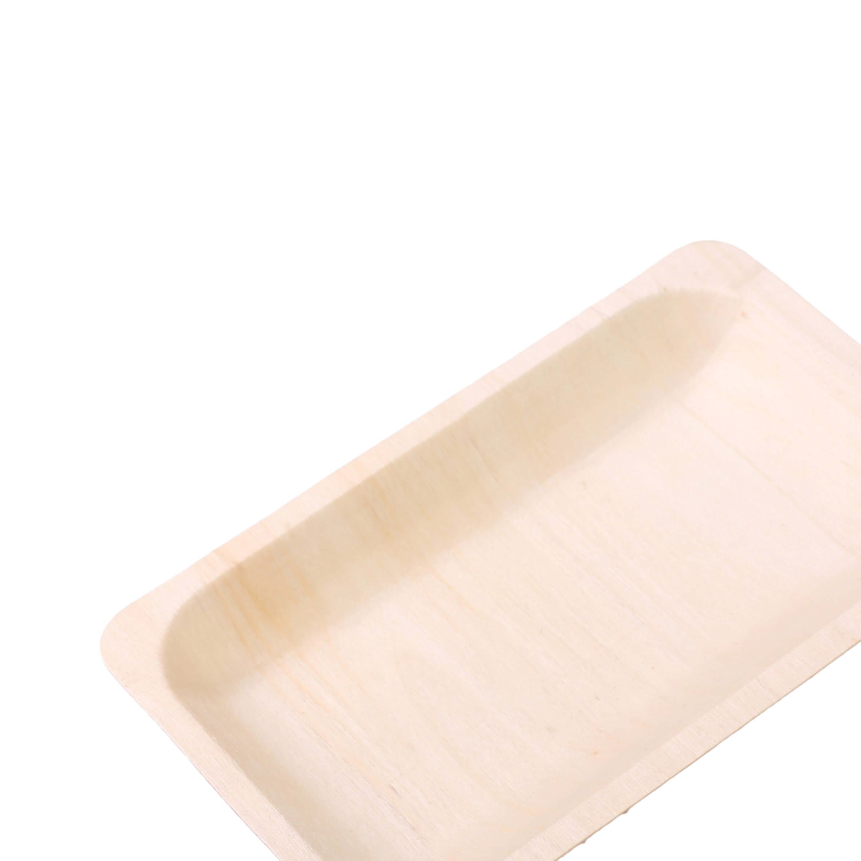 25-Pack Birchwood 5"x8" Rectangle Dessert Serving Plates - Natural Eco Friendly Wooden Disposable Plates for Farmhouse-Style Events, Parties & Gatherings