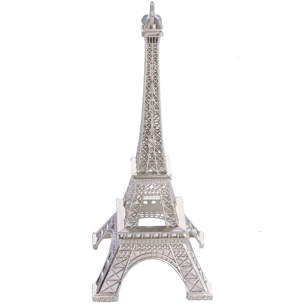 Eiffel Tower Table Centerpiece Metal Silver - Stylish Decorative Cake Topper for Parties & Gatherings 10"