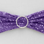 5 Pack Sequin Spandex Chair Sashes Purple - Stretch Chair Bands 6"x15"