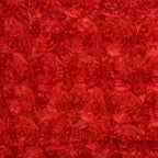 Satin 90"x156" Rectangle Tablecloth Red - Grandiose 3D Rosette Table Cover with Seamless Finish