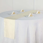 Faux Linen 12"x108" Table Runner Ivory - Slubby Textured & Wrinkle Resistant Table Decor