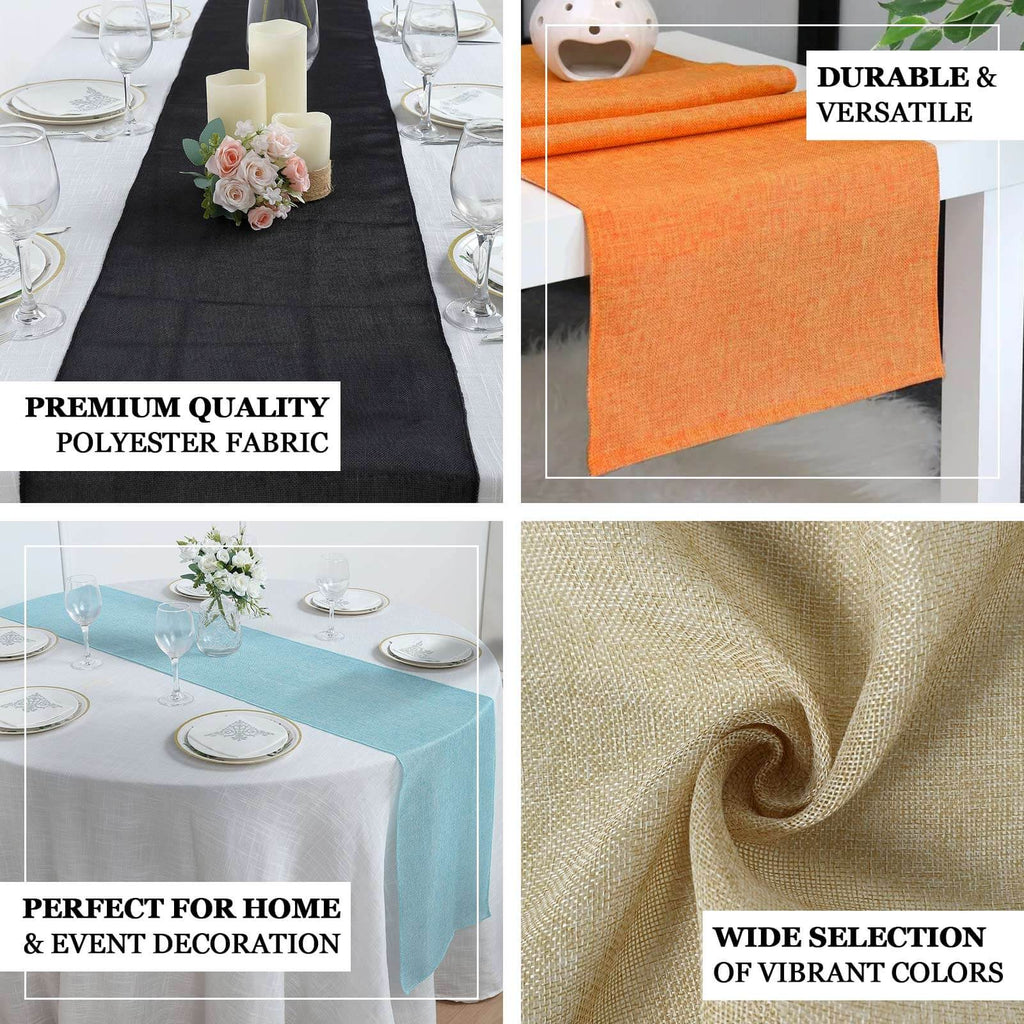 Faux Linen 14"x108" Table Runner Natural - Rustic Style Table Decor