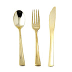 24-Pack Plastic Utensil Set Metallic Gold Classic Heavy Duty - Decorative Disposable Tableware 7", 8"
