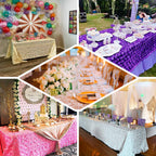 Satin 90"x132" Rectangle Tablecloth Fuchsia - Grandiose 3D Rosette Seamless Table Cover