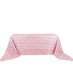 Satin 90"x156" Rectangle Tablecloth Blush - Grandiose 3D Rosette Table Cover with Seamless Finish