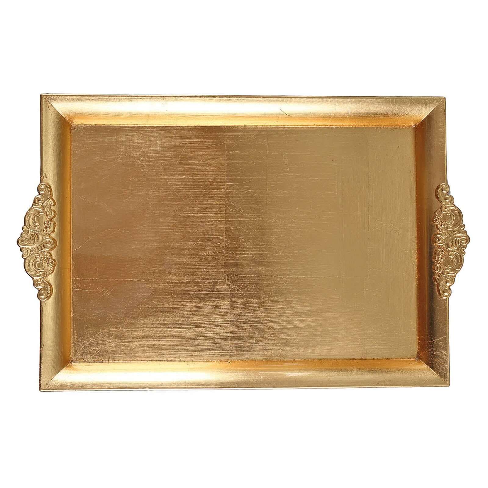 2-Pack Acrylic Rectangle Serving Trays 14"x10" in Gold with Embossed Handles, Sleek Decorative Dinner Party Food Platters