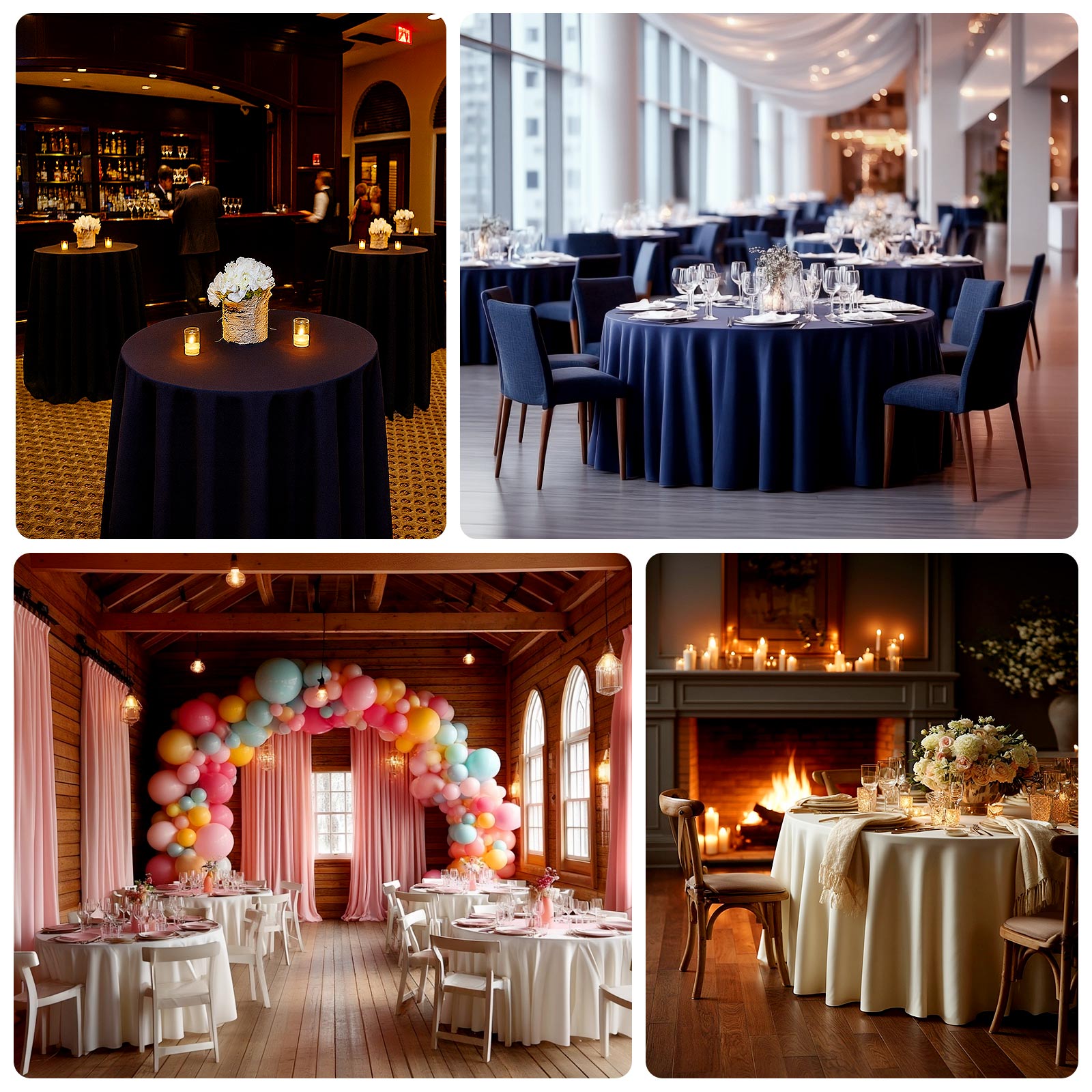 Fire Retardant Scuba Tablecloth â€“ 120" Round Ivory, Wrinkle Free, Stain Resistant, Seamless Polyester Cover - Bell Racket Store