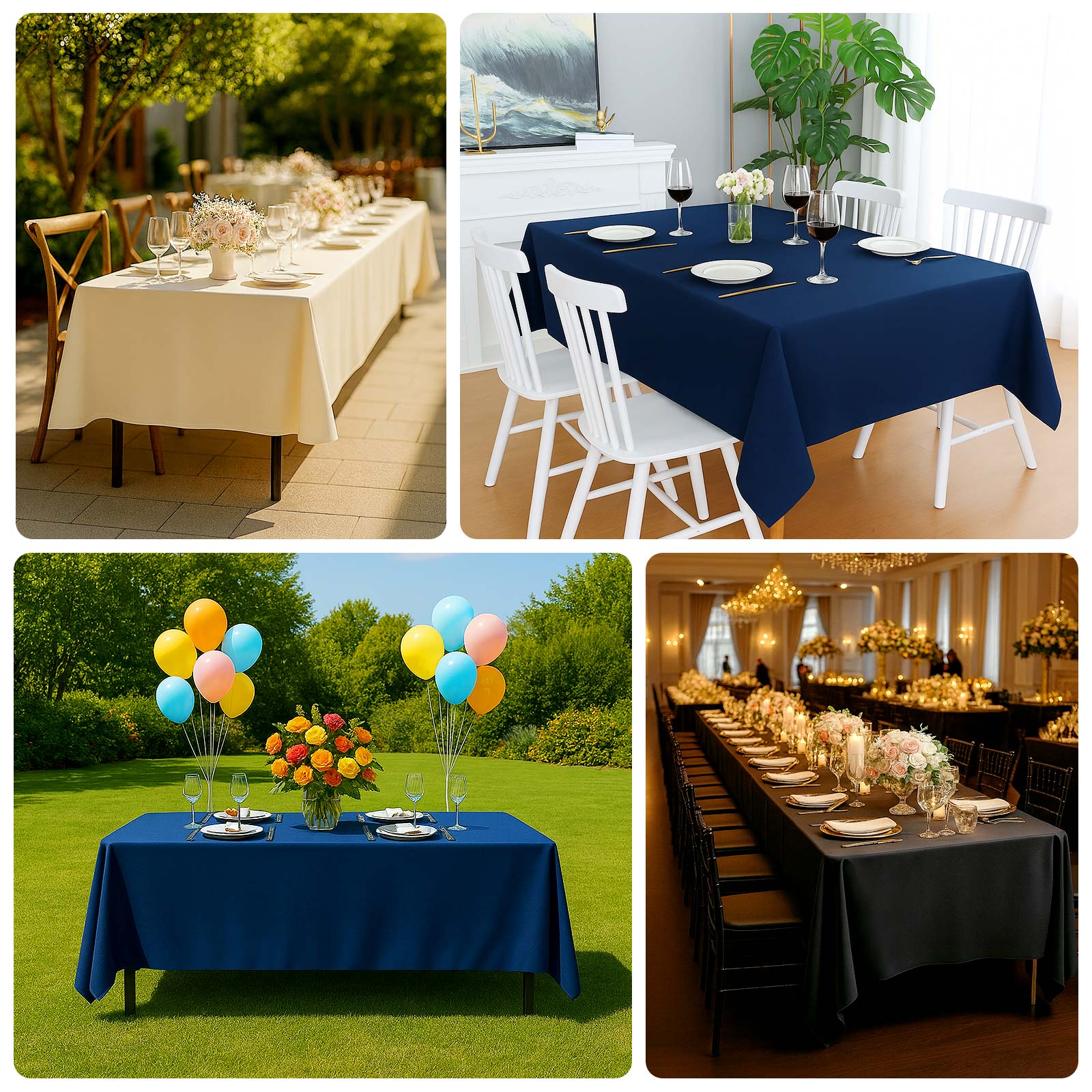 Fire Retardant Scuba Tablecloth â€“ 60"x102" Rectangle White, Wrinkle Free, Stain Resistant Polyester Cover - Bell Racket Store