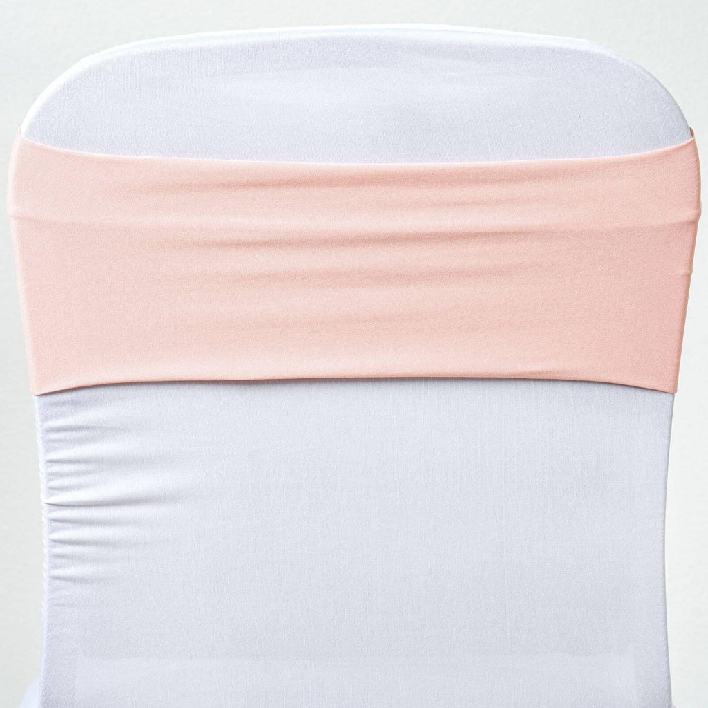 5 Pack Stretch Spandex Chair Sashes Blush - Fitted Finish Two Ply Heavy Duty Chair Bands 5"x12"