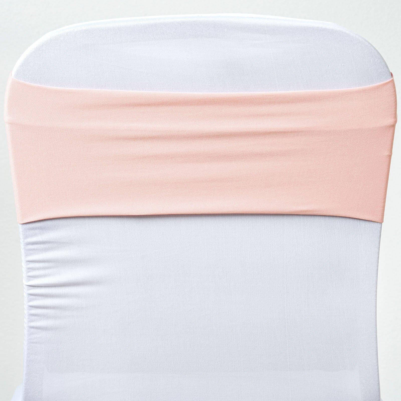 5 Pack Stretch Spandex Chair Sashes Blush - Fitted Finish Two Ply Heavy Duty Chair Bands 5"x12"