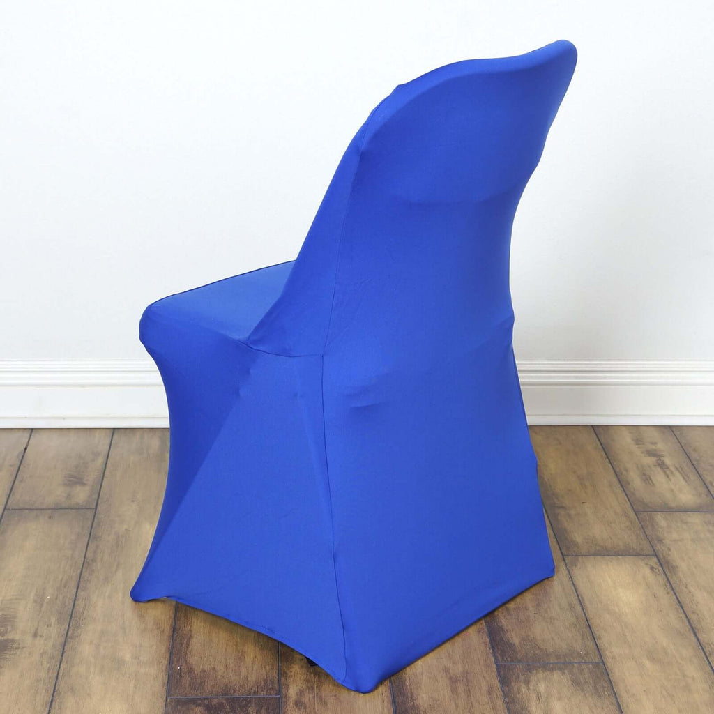Stretch Spandex Chair Cover Royal Blue for Folding Chairs - Reusable & Wrinkle-Resistant 160GSM Fitted Slipcover