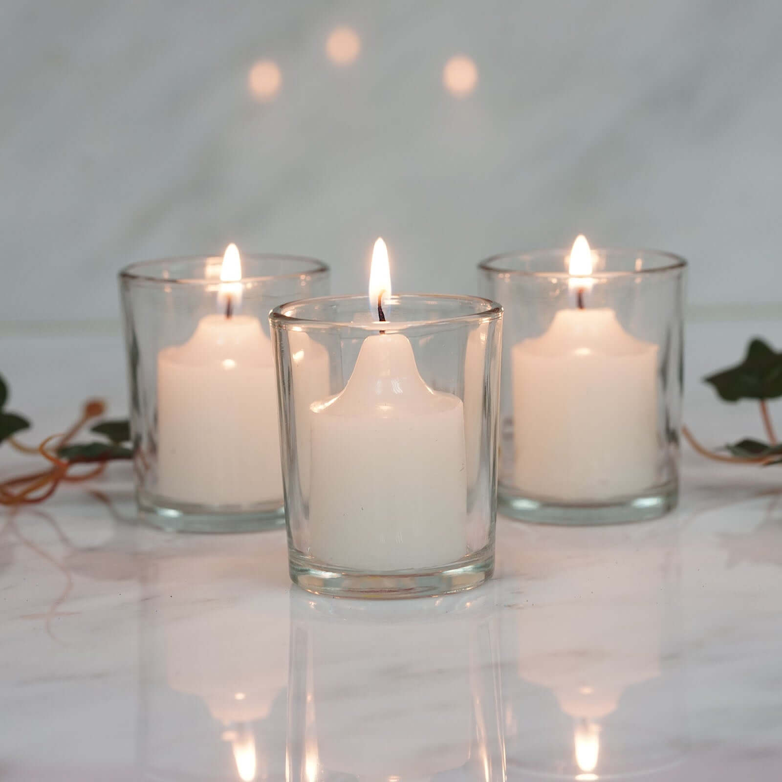 12-Pack Glass Votive Candle Holders Clear - Tealight Holder Set for Weddings and Events 2.5"