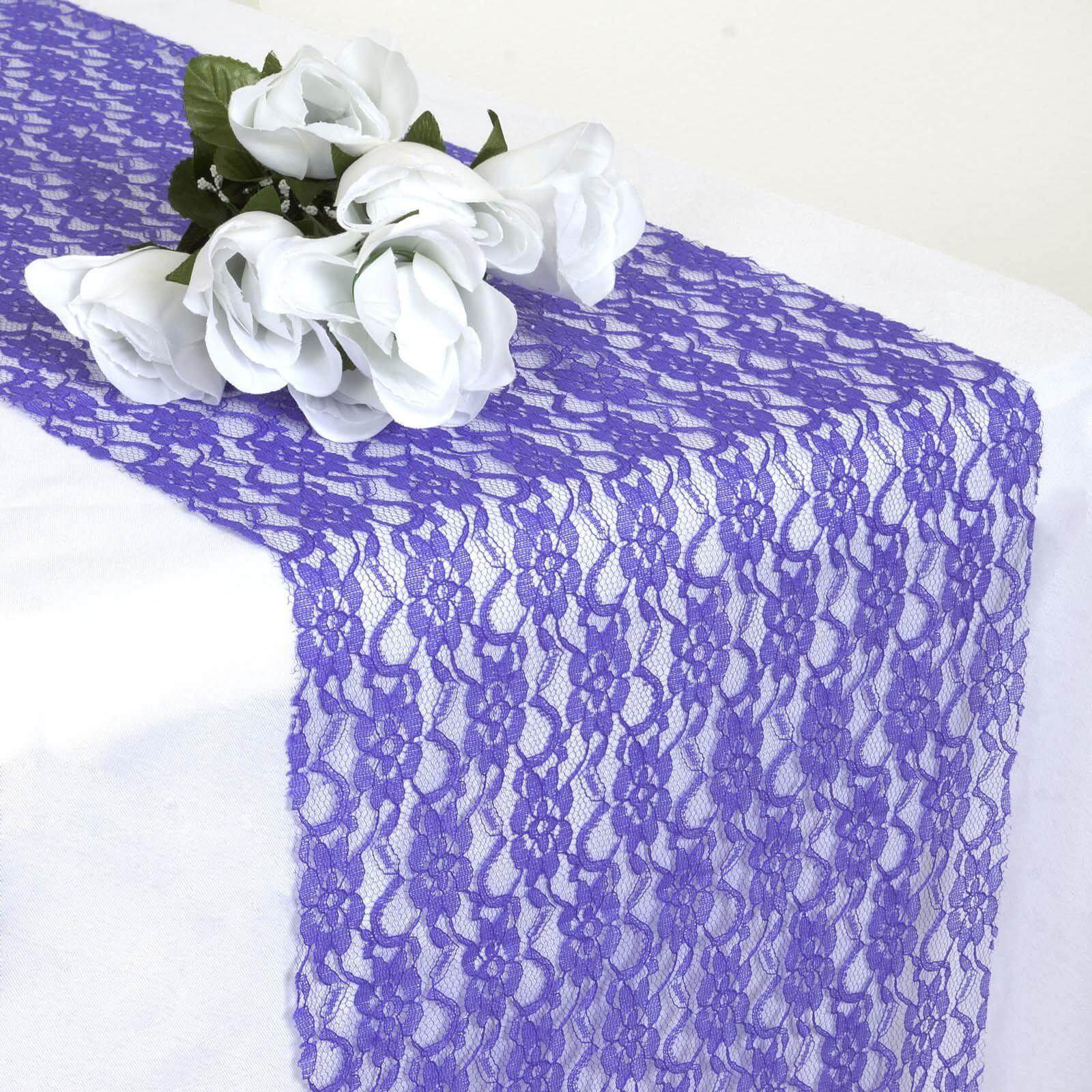 Floral Lace 12"x108" Table Runner Royal Blue - Stylish Vintage Table Decor