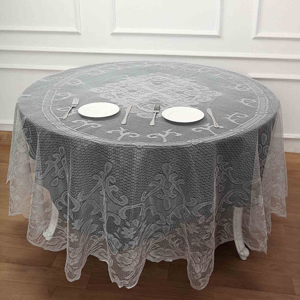 Lace 90" Round Tablecloth Ivory - Premium Design for Versatile Table Decor
