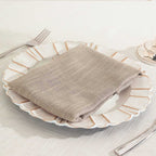 5 Pack Faux Linen 20"x20" Napkins Taupe - Slubby Textured & Wrinkle Resistant Cloth Napkins