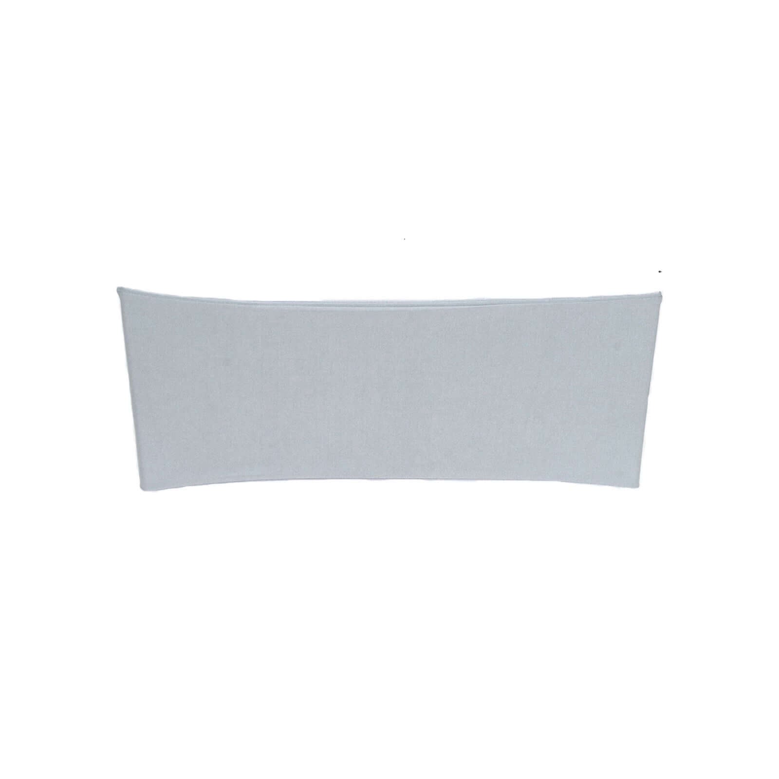 5 Pack Stretch Spandex Chair Sashes Silver - Fitted Finish Two Ply Heavy Duty Chair Bands 5"x12"
