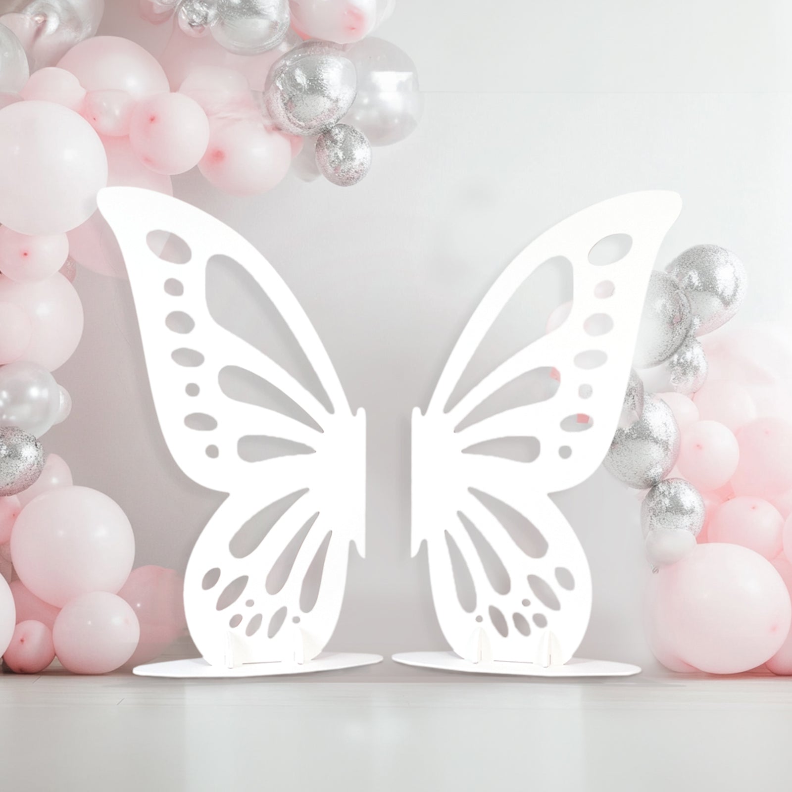 Freestanding Wooden Butterfly Wings Backdrop, Large Butterfly Cut - Out Stand Photo Prop - White, 4.5ftx3.5ft - Bell Racket Store