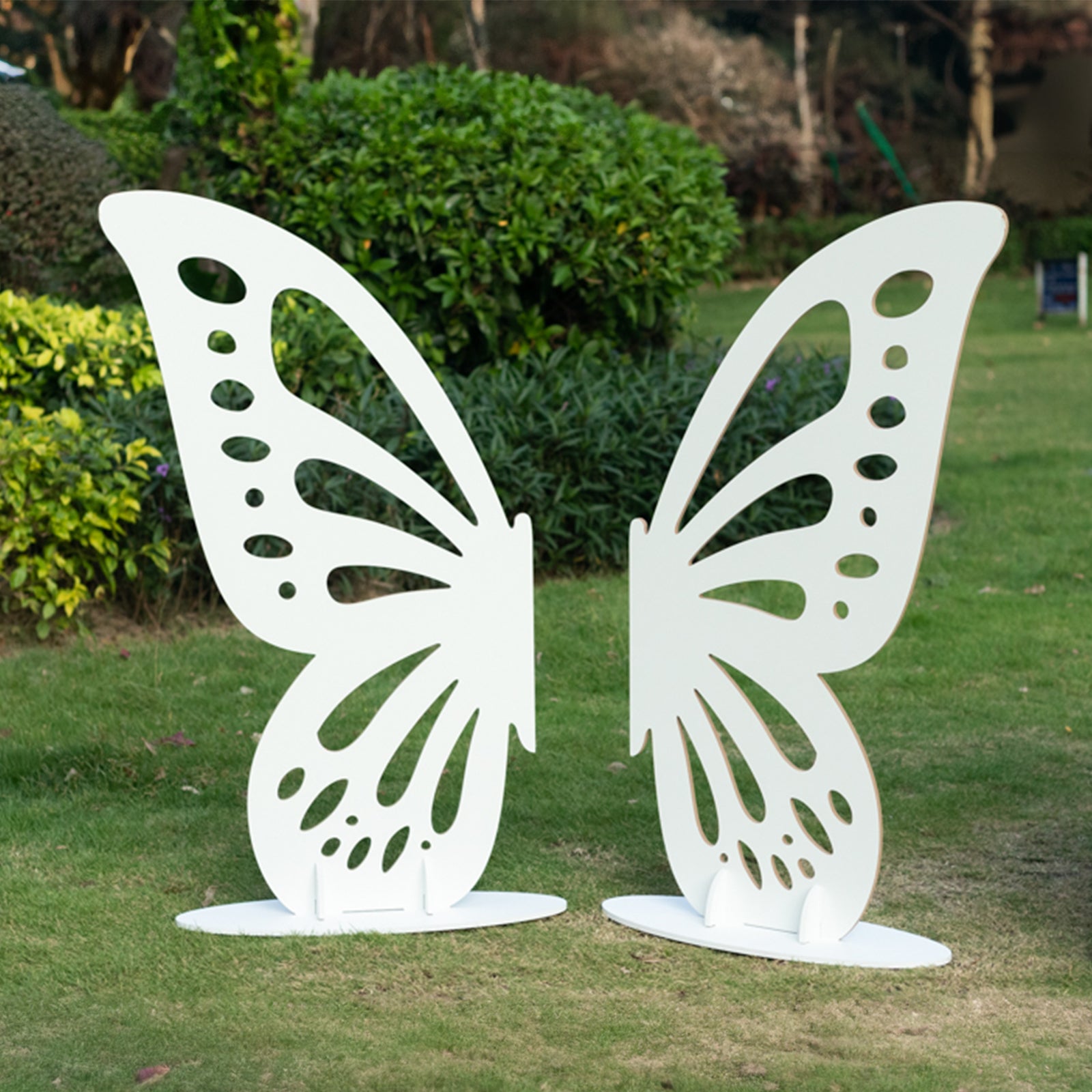 Freestanding Wooden Butterfly Wings Backdrop, Large Butterfly Cut - Out Stand Photo Prop - White, 4.5ftx3.5ft - Bell Racket Store