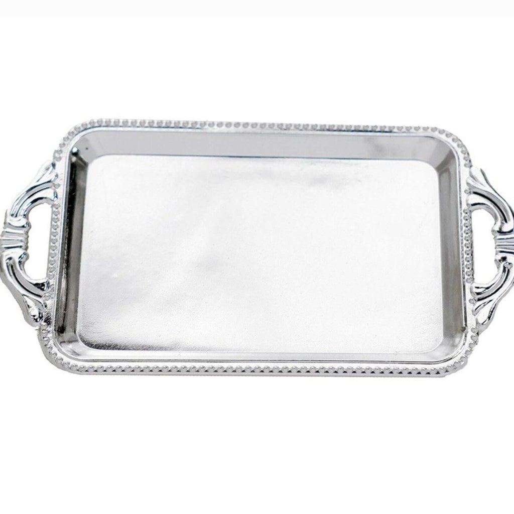 12-Pack Display Trays Party Favor Rectangular Design Silver - Mini Serving Platters for Candy and Desserts 4"